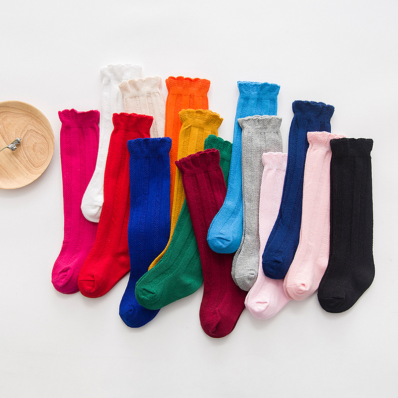 Baby Sock Oximeter - 여아용 캔디 컬러 코튼 더블 니들