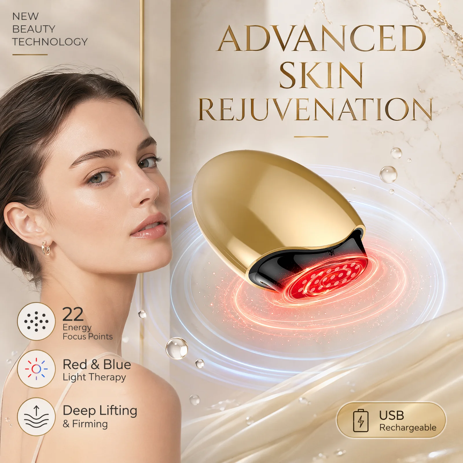 Galvanic Skin Sensor - 콜라겐 뷰티 디바이스 페이셜 마사지기 LED