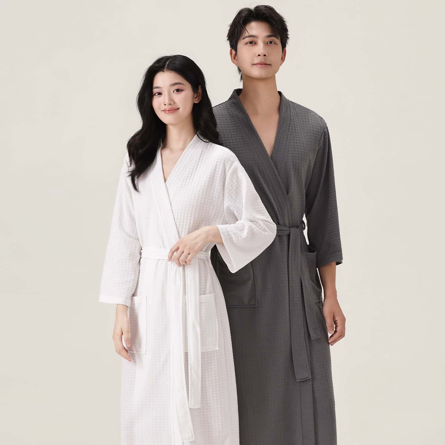 미니멀리스트 와플 목욕 가운 유니섹스 V넥 3/4 소매 - Smart Knee Wrap 리뷰 및 가격